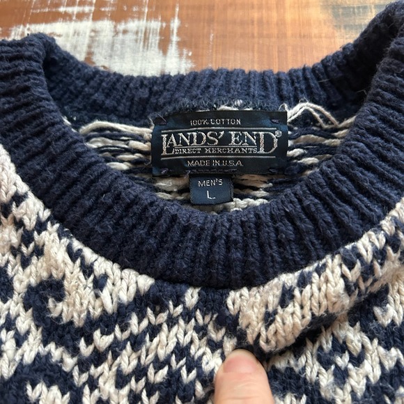 Men’s Vintage L.L. Bean Cozy Chunky Snowflake Sweater Size Large - Picture 4 of 12